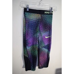 Nike Dri-Fit Tight Fit High Rise Leggings Pants GIRLS L Rainbow Dot Colorful